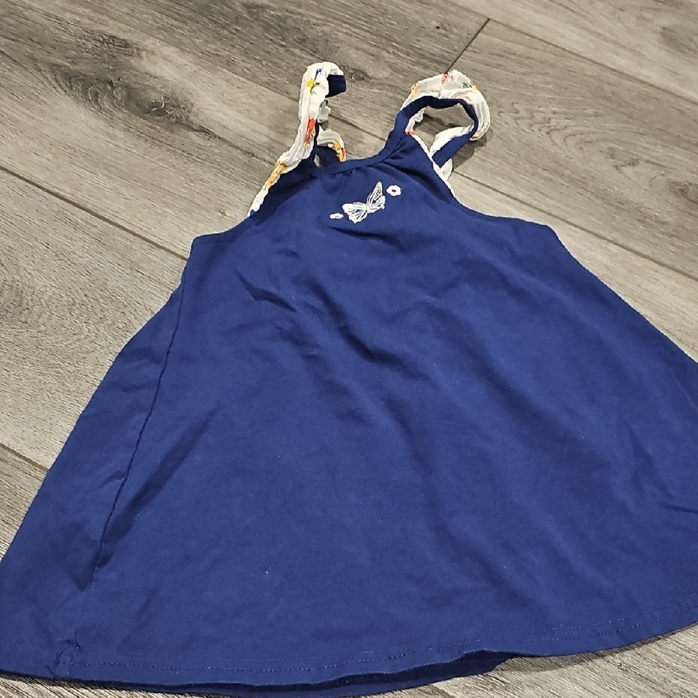 Blue Sleeveless Top with Butterfly Detail
